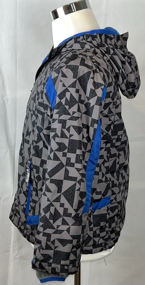 Lands' End большой мальчик серый синий геометрический черный зимнее пальто куртка размер M 10/12 H - Изображение 4 из 4