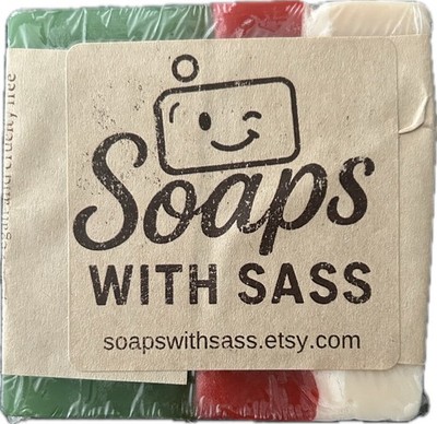 Soaps With Sass Holiday Drama Handmade Soap 8 oz Red Green White Small Batch