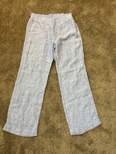 Lilly Pulitzer 100 Linen Women's Pants Size M Blue Wide Leg Beach Casual