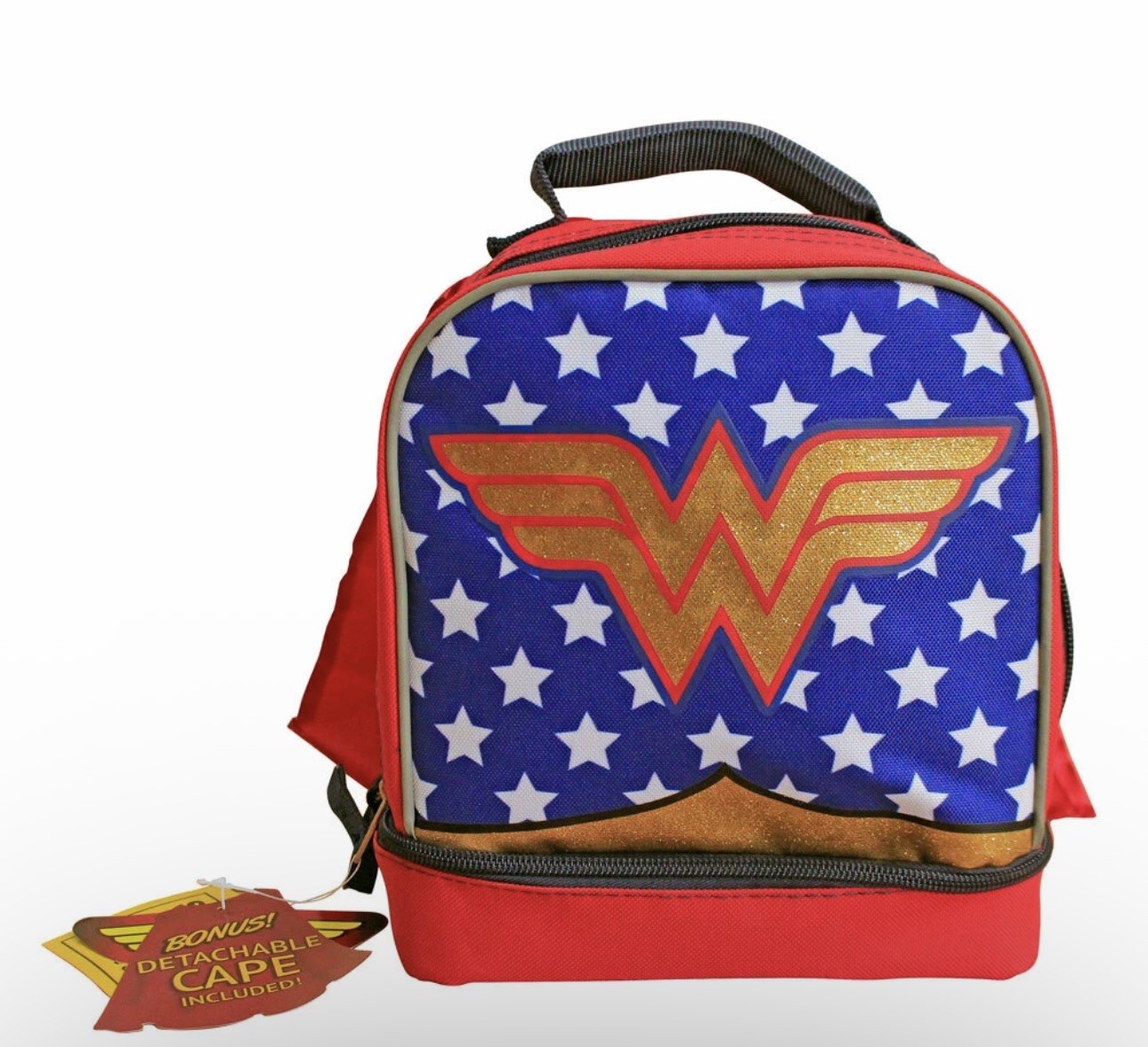 NWT Wonder Women Lunch Box ,  Lunch Bag Detachable Cape incl