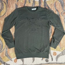 KENZO Paris Pullover Sweater Men's L Olive Green Tiger Graphic Embroidered