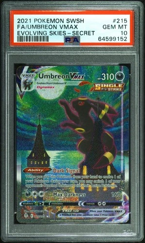 POKEMON 2021 UMBREON VMAX SWORD & SHIELD EVOLVING SKIES #215 PSA 10