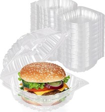 Disposable Plastic To Go Containers W/ Clear Lids 100 Pack Fancy Hinged Top