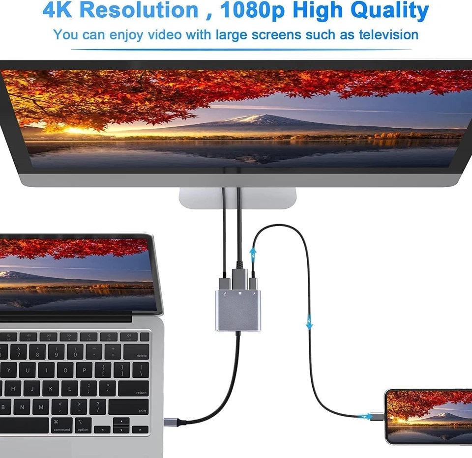 NEU USB Typ C zu HDMI HDTV TV Kabel Adapter Konverter für USB-C Handy Tablet - Bild 3 von 4