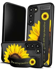 Compatible for Samsung Case Cute with Strap Galaxy S24+ Plus Yellow Sunflower