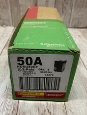 Square D HomeLine 50 amps Plug In 2-Pole Circuit Breaker HOM250CP (Pack of 5)