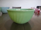 VINTAGE FIRE KING RARE 9" JADEITE SWIRL MIXING BOWL OVEN WARE! MADE IN U.S.A.