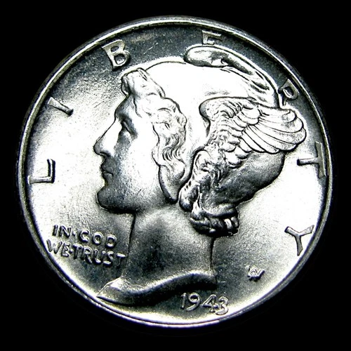 1943-D Mercury Dime Silver ---- Gem BU FB Coin ---- #568K