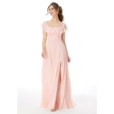 Square Neck Ruffle Bridesmaid Dress