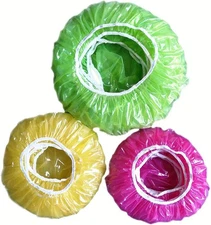 60 Reusable Elastic Food Bowl Storage Covers Variety of 3 translucent