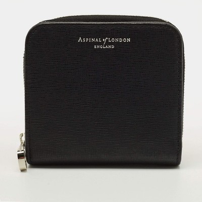 Aspinal of London Black Leather Compact Wallet