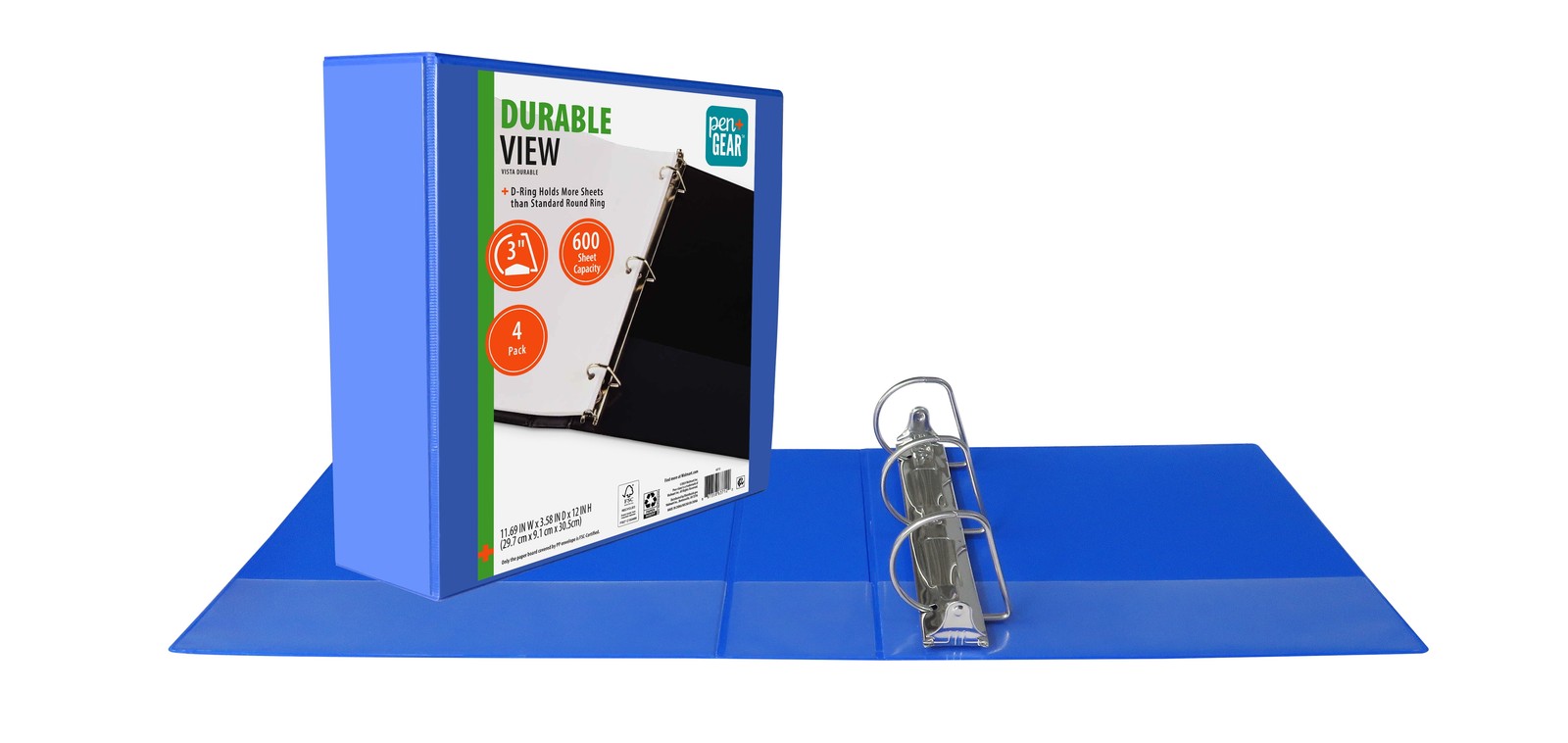 Pen+Gear Durable View 3-Ring Binder, 3 in Rings, 4 Pack, Blue | eBay