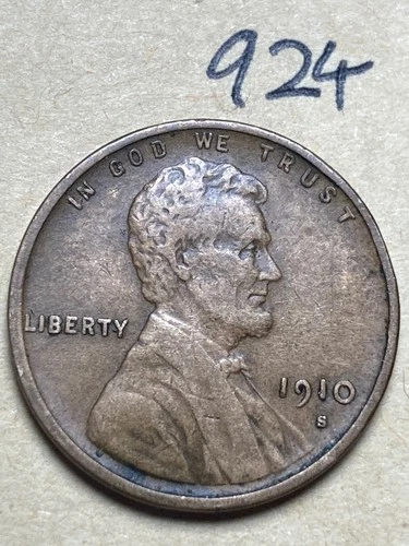 1910-S LINCOLN WHEAT CENT, low mintage date, "Very Fine" condition #924