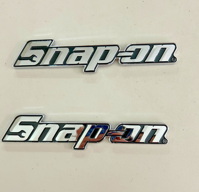 2PCs SNAP-ON TOOL BOX LOGO EMBLEM Chrome Silver Badge Decal 8'' INCH LONG - NEW
