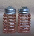 Anchor Hocking Pink Manhattan Depression Glass Vintage Salt & Pepper Shakers