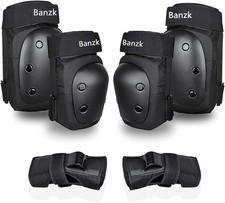 Adult Knee Pads Elbow Wrist Guards for Large 136-185lbs , Black