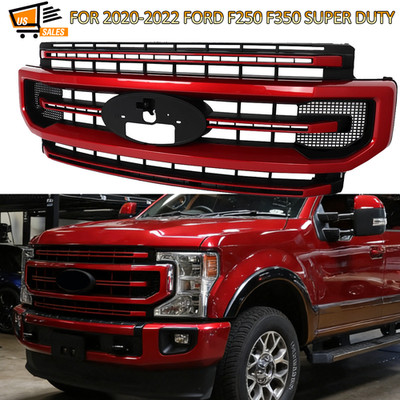 Rapid Red Front Grille For 2020-22 Ford F250 F350 XLT King Ranch Platinum Lariat