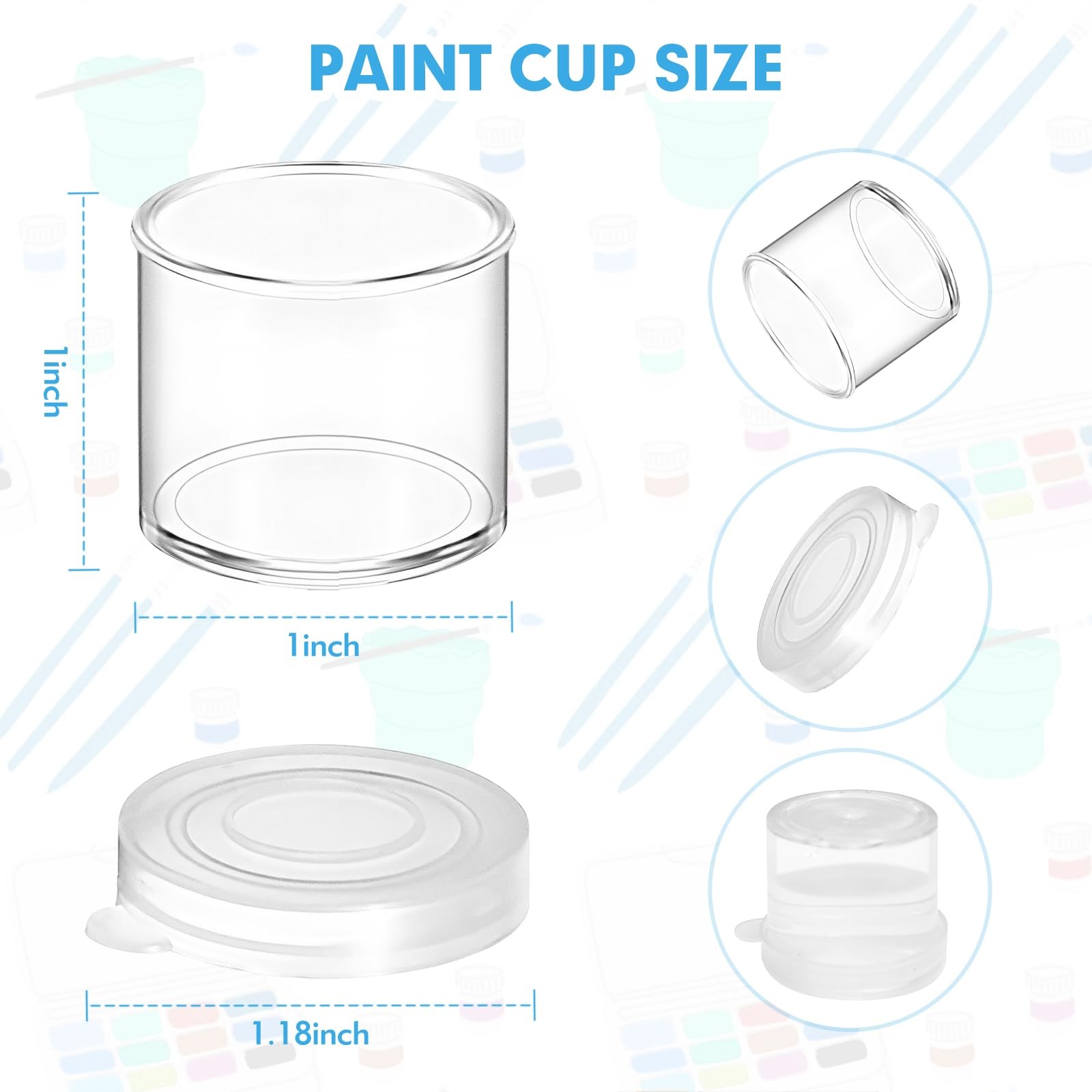 25 Pack Empty Paint Pots, 10ml/0.34 OZ Clear Small Paint Cups, Plastic Small