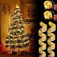 2Pcs Christmas Ribbon Lights 4M Fairy LED Light for Tree & Party