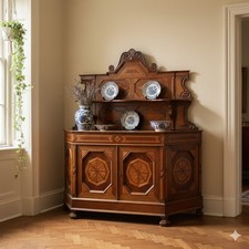 Buffet Umbertino Ancien Noyer Italie Fin du XIXe Siècle Original