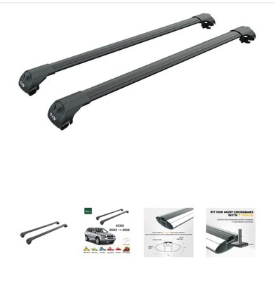 Volvo XC90 2003-2015 Roof Rack System Carrier Cross Bar Raised Rail Alu Black