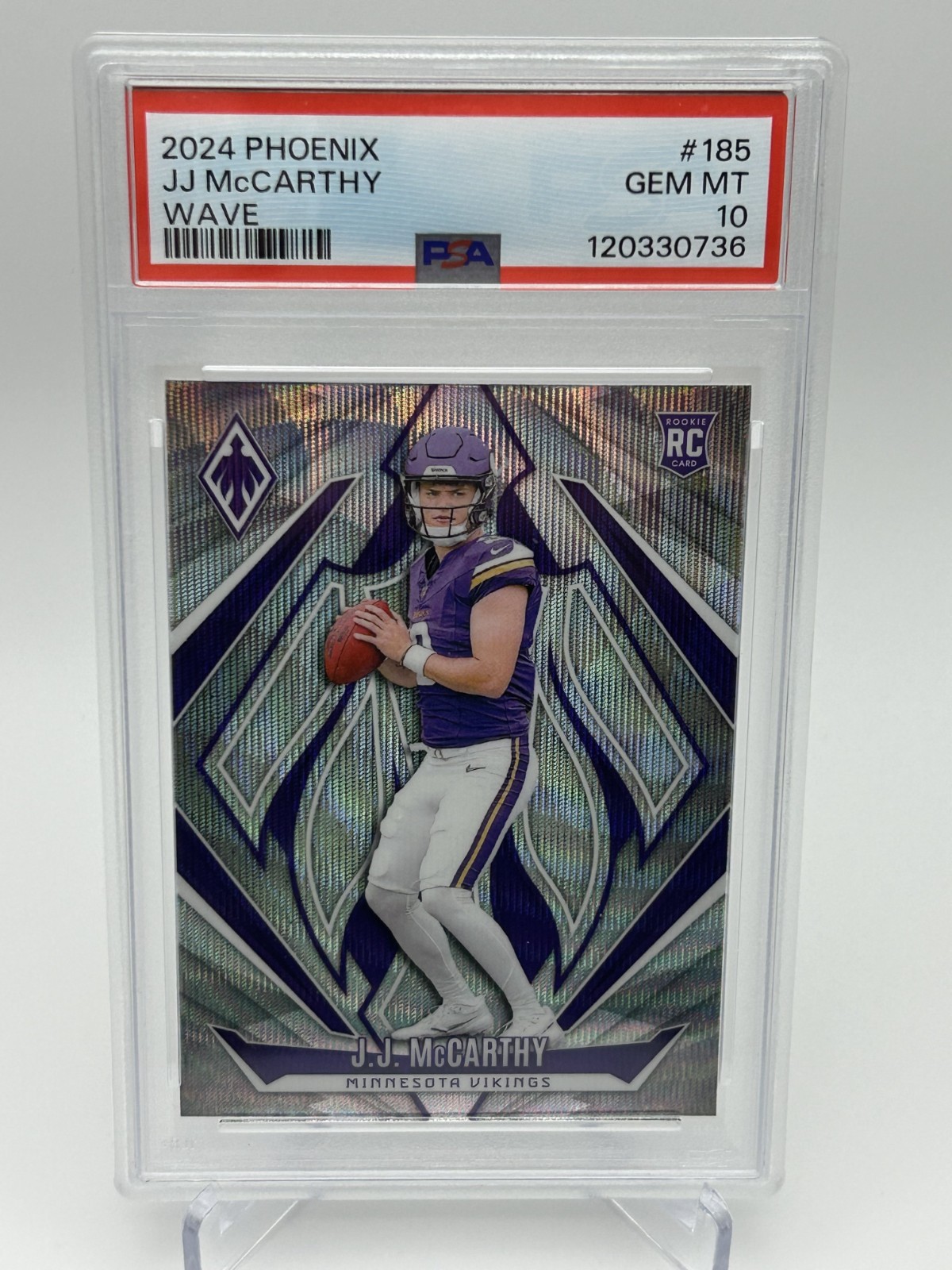 2024 Panini Phoenix - Rookies J.J. McCarthy #185 Wave (RC) Vikings - PSA 10 GEM