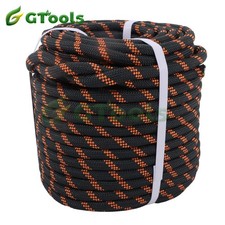 1/2" x 150' Black Orange 48 Strand Braided Rope for Tree Work  Sailing 6500lbs