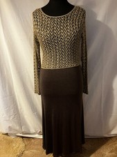 Next Dress and Crochet Top - Size 12 - Brown and Gold - Good Condition