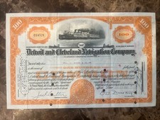 1943 Detroit and Cleveland Navigation Company (D&C) Great Lakes Stock 100 Shares