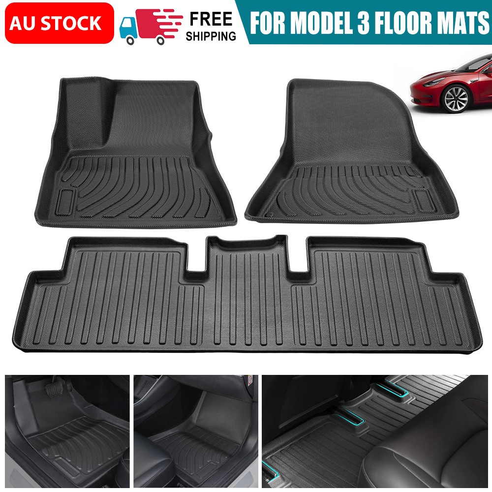 For Tesla Model 3 Floor Mats Car Carpets Front Rear Pad Waterproof 2 Row Rubber