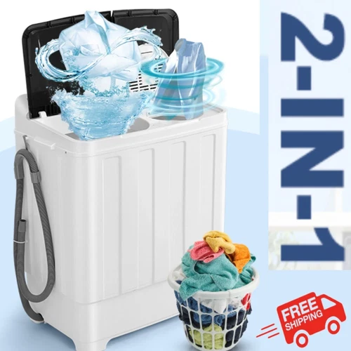 2-in-1 Mini Washer Portable Washing Machine 30Lb Twin Tub Washer Home/Apartment~