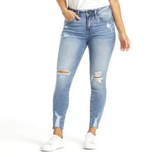 Vigoss Jeans W26 L26 Blue Distressed Ripped Raw Hem Super Skinny Mid Rise Chic