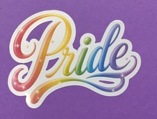 3 inch Rainbow Pride Script LGBTQ Vinyl Sticker Decal Colorful Pride Design