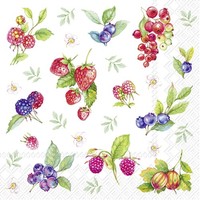 Ihr Summer Berries Lunch-Servietten Papier-Servietten 3-Lagig Blumen 33X33Cm Rot