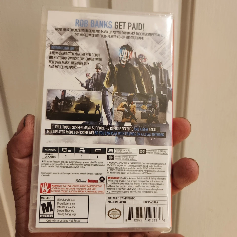 Payday 2 (Nintendo Switch) NOVO em folha lacrado de fábrica!! perfeito estado - Imagem 2 de 4