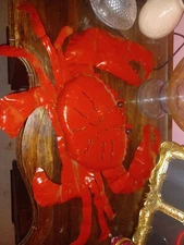 Red Metal Crab Decoration Or Piece of Art..Metal Crab