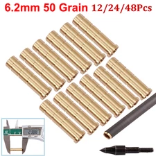 12Pcs 50Grain Heavy Weight Arrow Brass Inserts Base Archery ID6.2mm Arrow Shaft