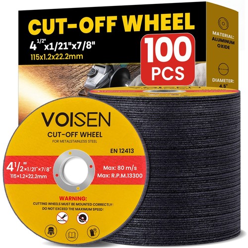 100 PCS 4-1/2" Cutting Discs for Angle Grinder, Thin Metal & Stainless Steel Whe - Afbeelding 1 van 6