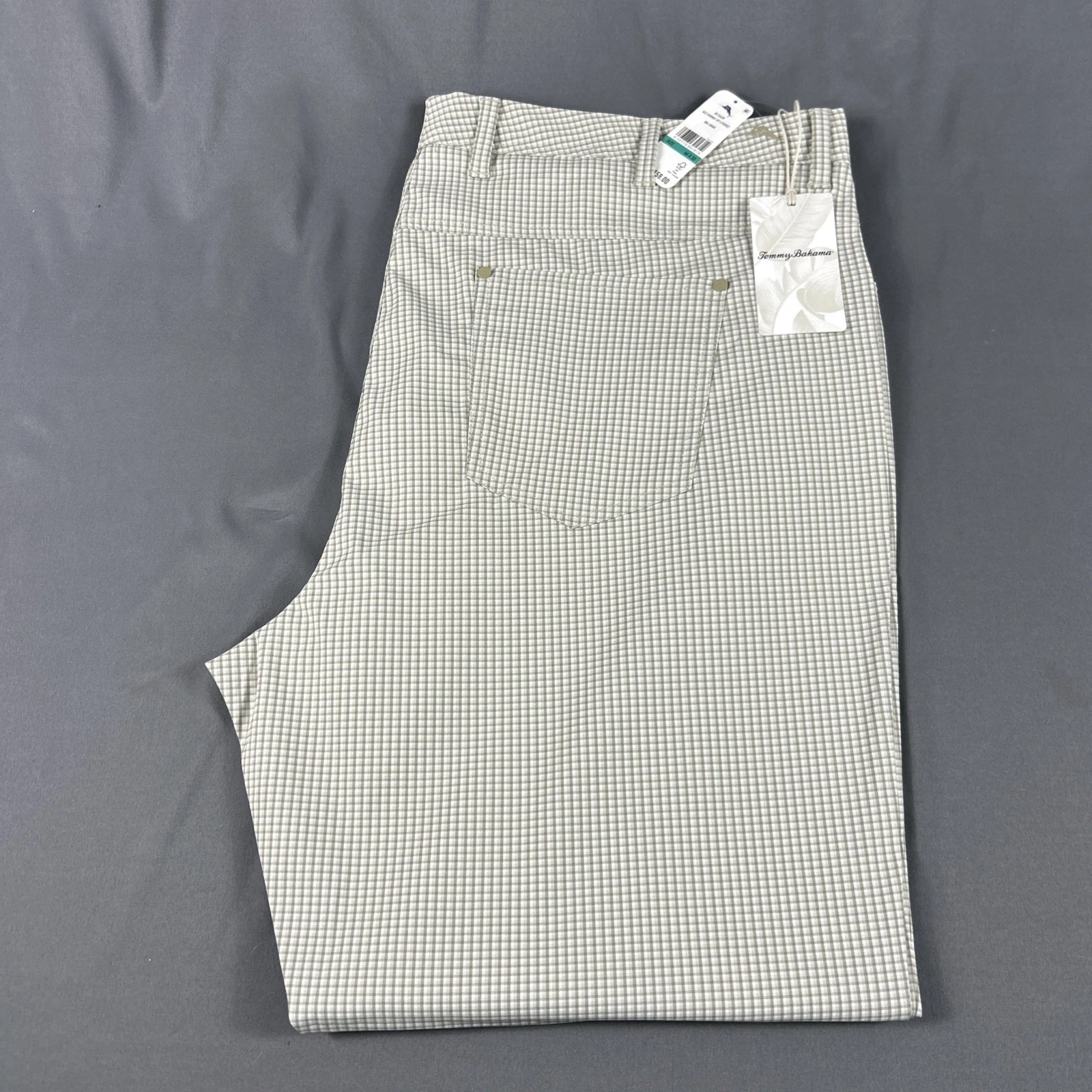 Tommy Bahama Golf Pants Ace Fairway Checks 46 x 32 Khaki Polyester NWT MSRP $158