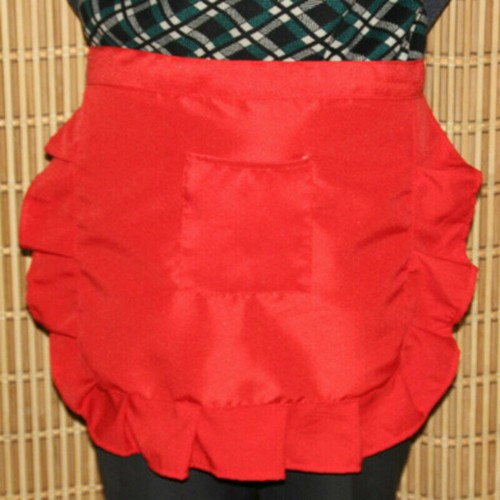 Lady Apron Half Waist Maid Costume Cafe Bar Waitress Uniform Retro Ruffle Modern - Picture 3 of 19