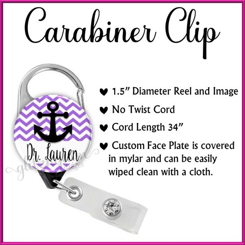 Purple Chevron Personalized Retractable Badge Reel, Custom Nurse Med Badge 1987D - Picture 6 of 8
