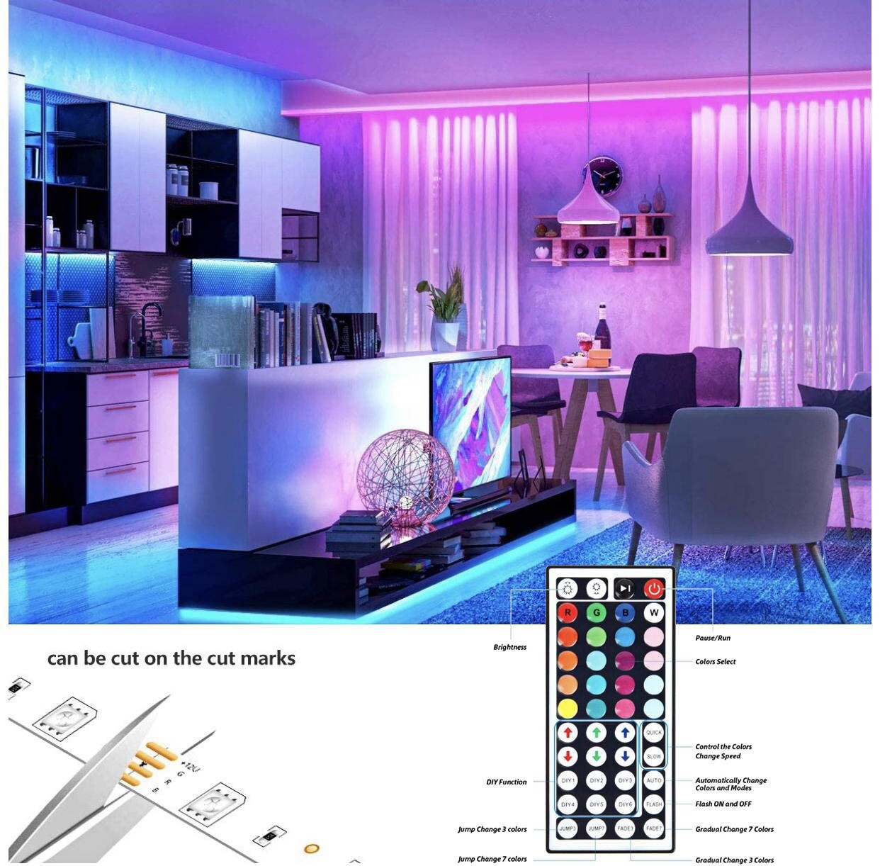 16.4ft RGB 5050 LED Strip Lights for Color-Changing Room Decor-image