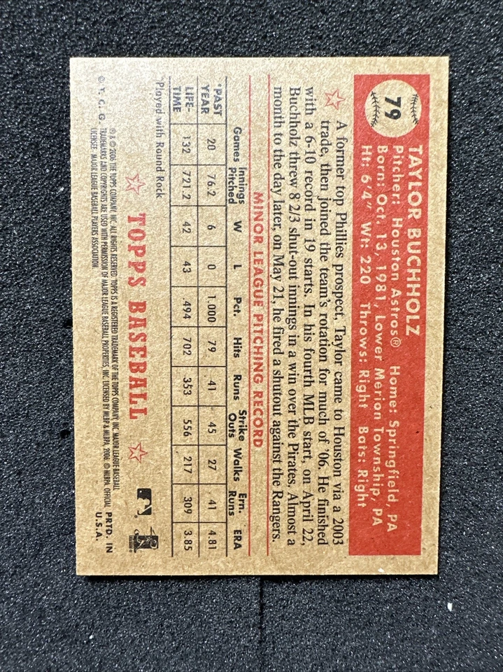 TAYLOR BUCHHOLZ #79 2006 Topps '52 Rookies QTY Houston Astros - Image 2 of 2