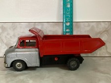Vintage Metal Friction Dump Truck Silver Red Made In Japan