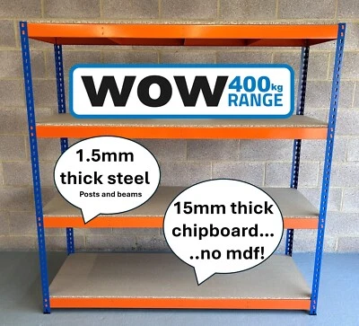 WOW SHELVING LIMITED WOW400 kg Warehouse Racking Shelving Extra Heavy Duty Storage Garage Workshop