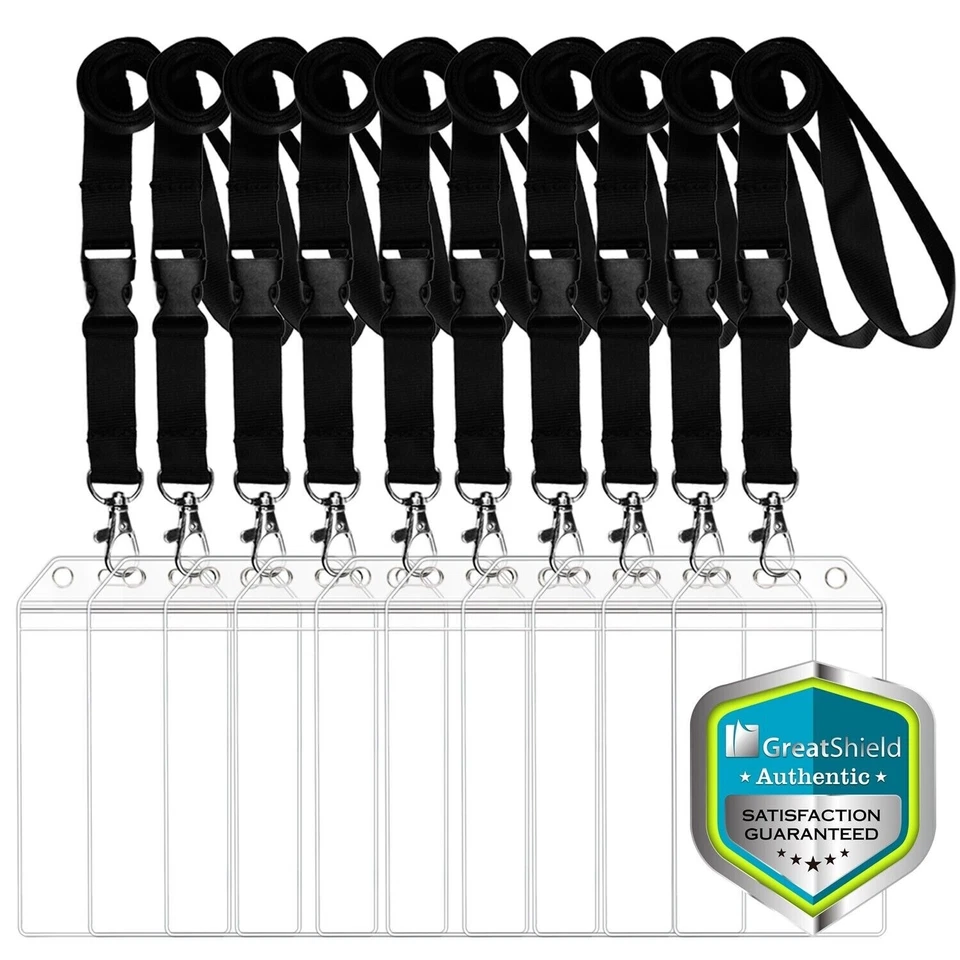 Estuche para tarjetas de plástico duro impermeable con soporte para insignia de identificación protector de cordón delgado