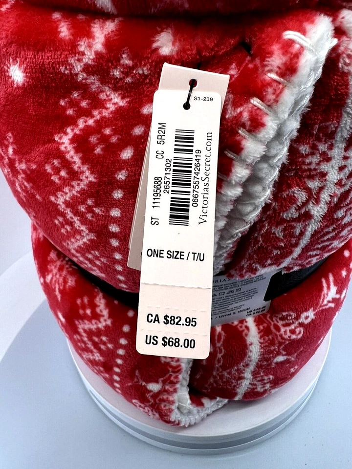 VICTORIA'S SECRET Sherpa Fleece Vacaciones Manta Acogedora 50X60 Rojo Copo de Nieve Foto 3 de 4