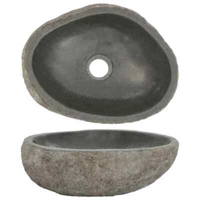 Oval Basin Bathroom Sink Countertop Washing Bowl Home Toilet Natural River Stone