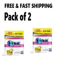 2 pack  Orbit Bubblemint Sugar Free Chewing Gum, Value Pack - 180 Ct each bag