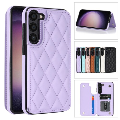 Luxury Grid Leather Credit Card Slots Wallet Case For Samsung Galaxy S23 A73 A53